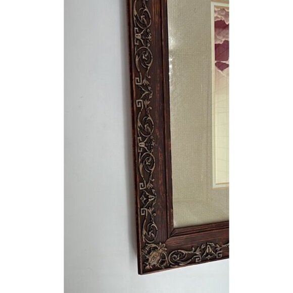 Antique Ornate Wood Frame With Intricate Carved Details 16.5"x13.5" Rustic Brown - Picture 7 of 16